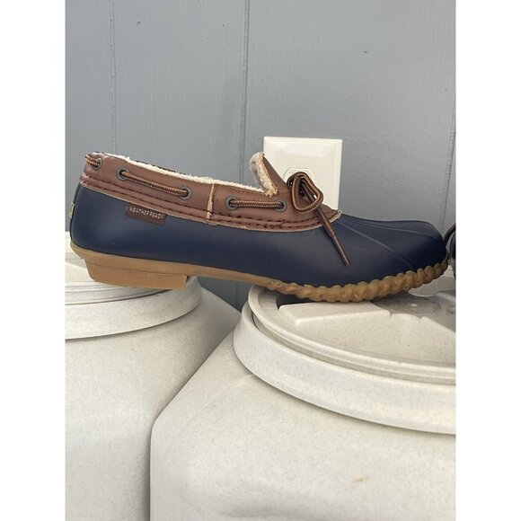 JBU Jambu Gwen weather ready fur duck slip on rain shoes Navy & Brown Women 8.5 - Picture 5 of 8